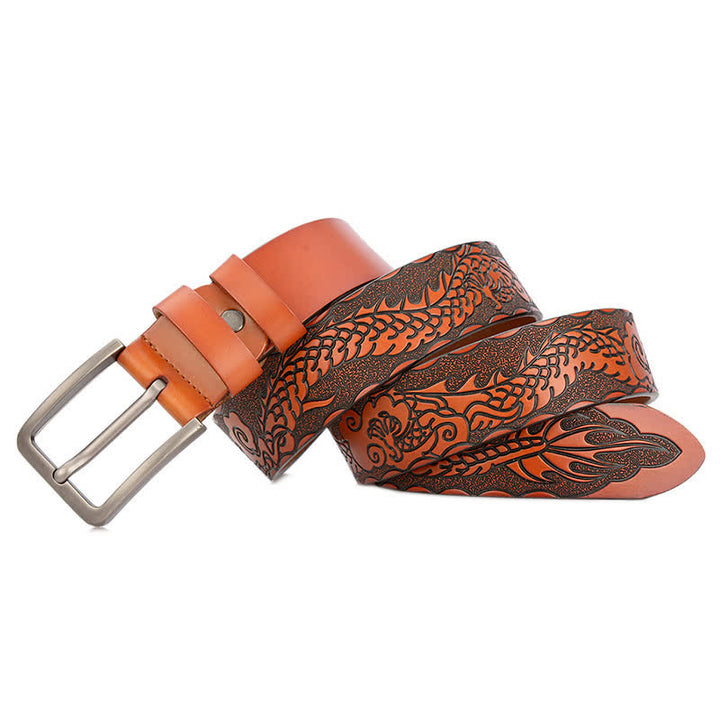 Men's Punk Dragon Embossed Pattern Leather Belt