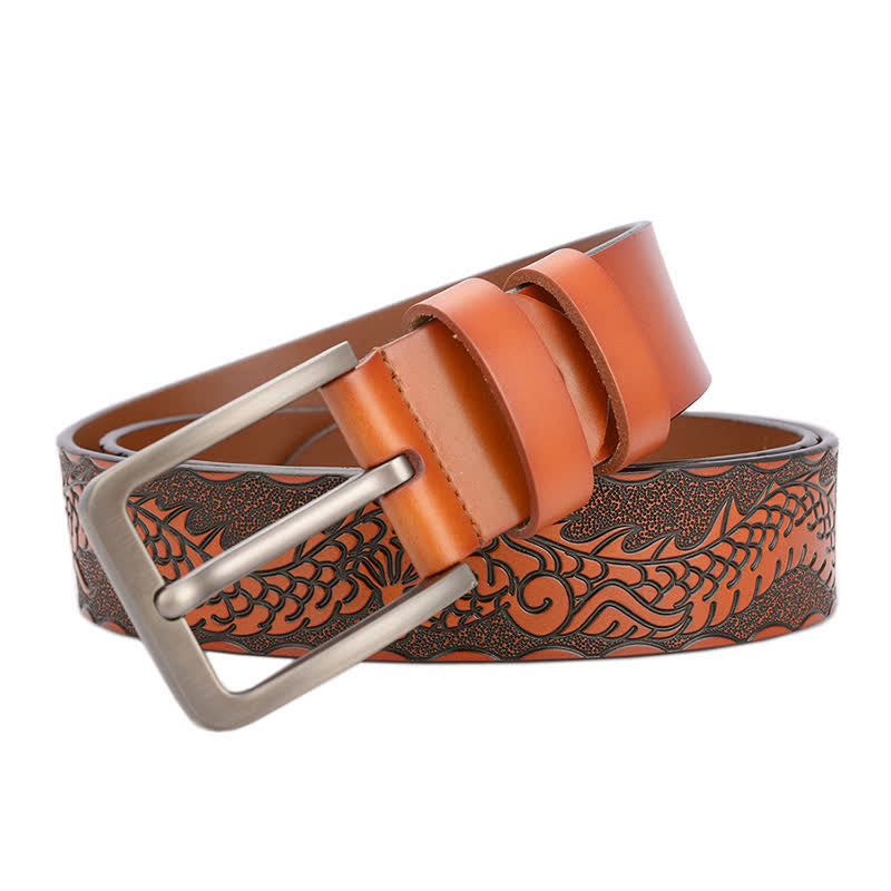 Men's Punk Dragon Embossed Pattern Leather Belt