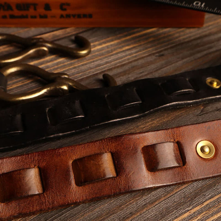 Men's Heavy Duty Retro Hook Buckle Cavalry Leather Belt - image 6