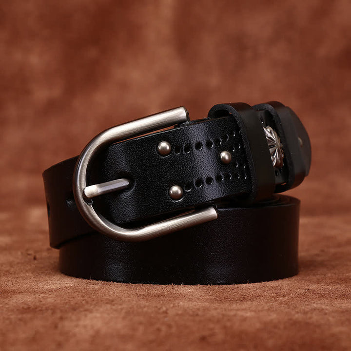 Metal Rivet Fashionable Casual Slim Leather Belt