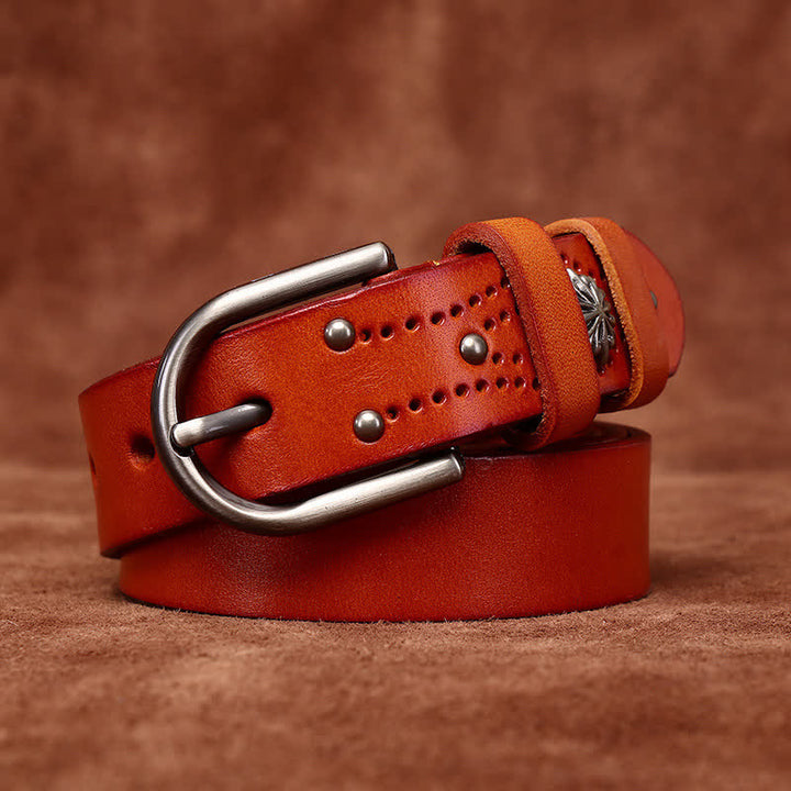 Metal Rivet Fashionable Casual Slim Leather Belt