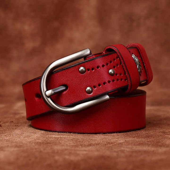 Metal Rivet Fashionable Casual Slim Leather Belt