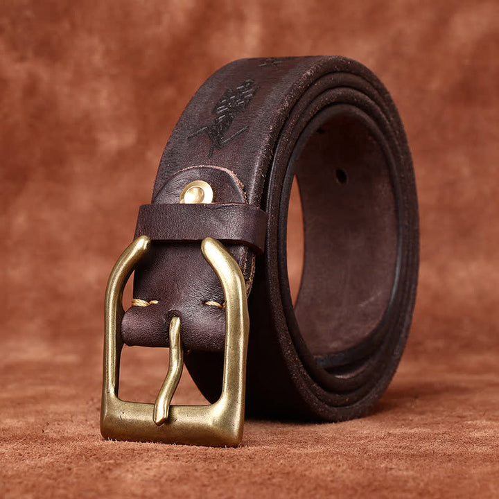 Viking Totem Embossed Thicken Leather Belt