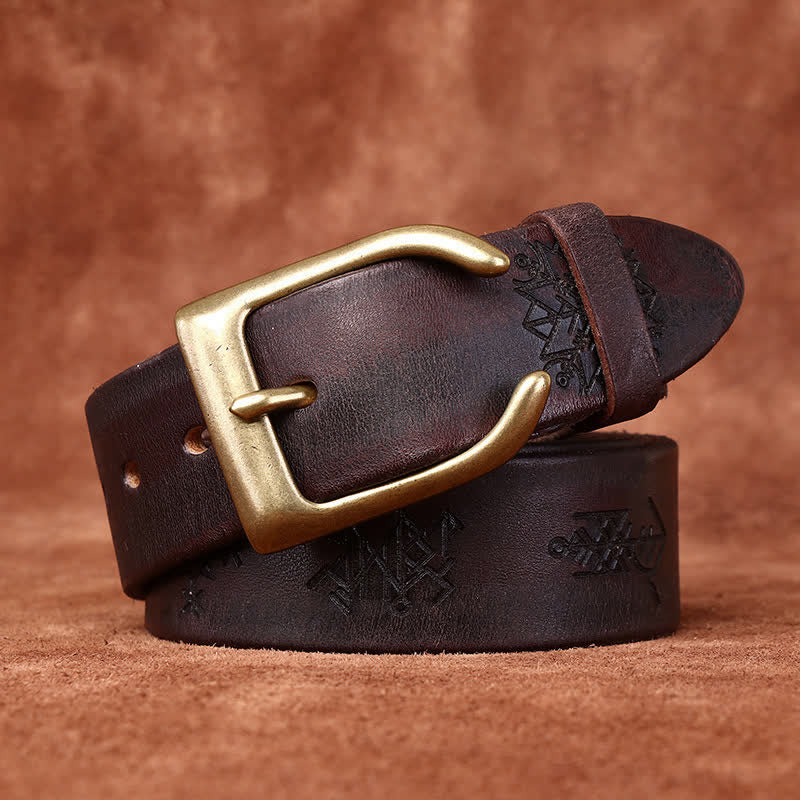 Viking Totem Embossed Thicken Leather Belt