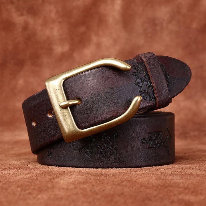 Viking Totem Embossed Thicken Leather Belt