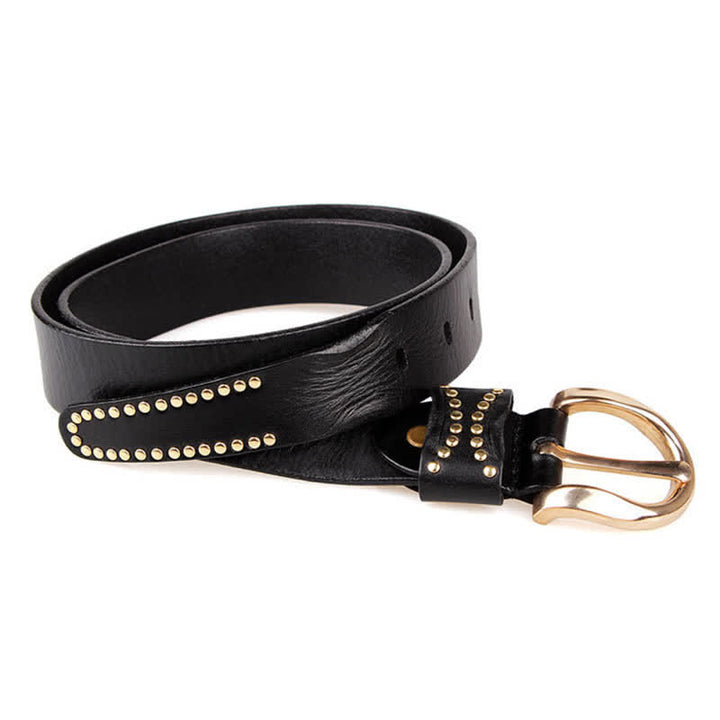 Metal Studded Rock Heavy Duty Rivets Leather Belt