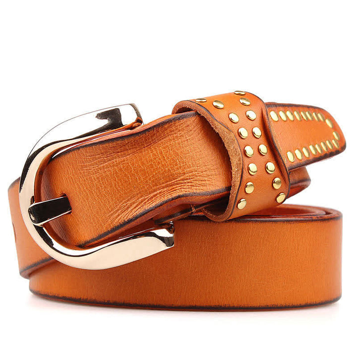 Metal Studded Rock Heavy Duty Rivets Leather Belt