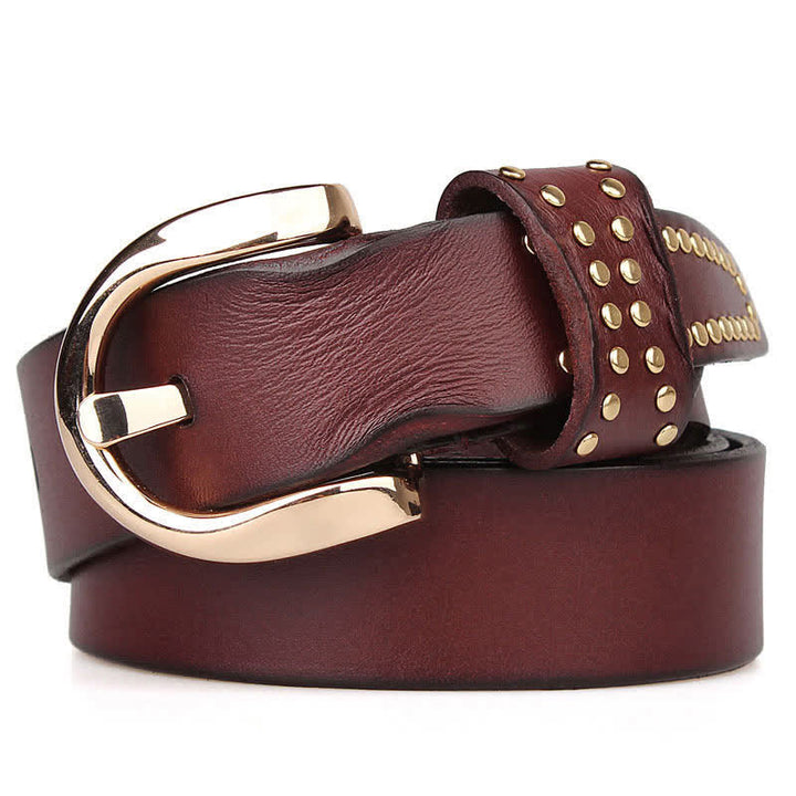 Metal Studded Rock Heavy Duty Rivets Leather Belt