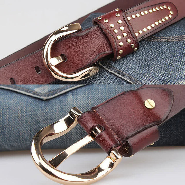 Metal Studded Rock Heavy Duty Rivets Leather Belt