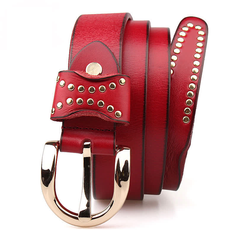 Metal Studded Rock Heavy Duty Rivets Leather Belt