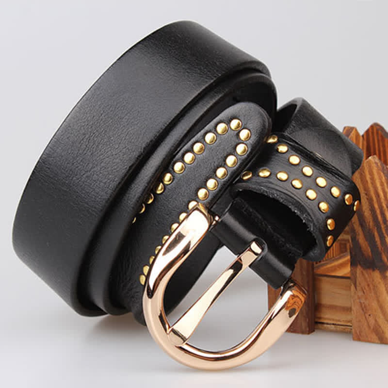 Metal Studded Rock Heavy Duty Rivets Leather Belt