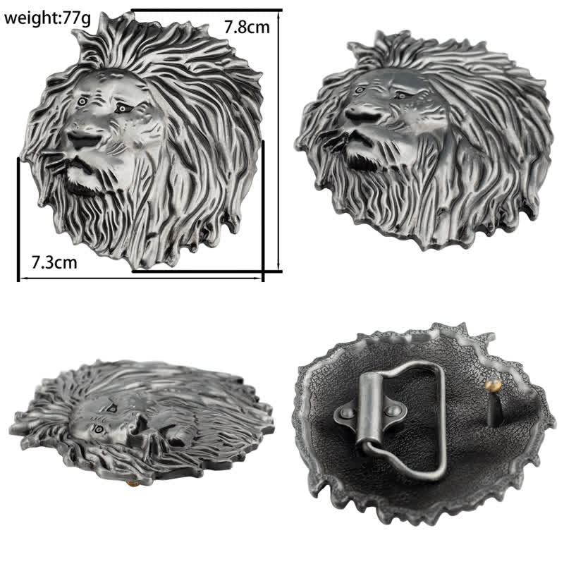 Lion Head Embossed Office Wear Leather Belt