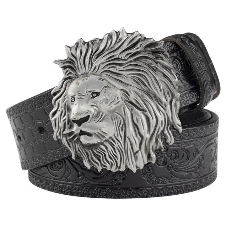 Lion Head Embossed Office Wear Leather Belt