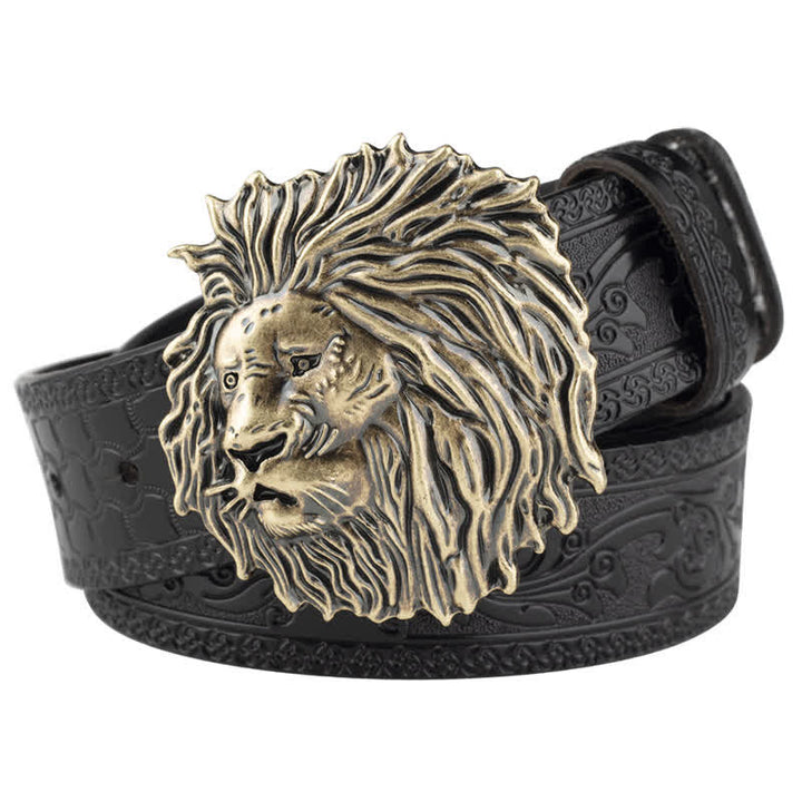 Lion Head Embossed Office Wear Leather Belt