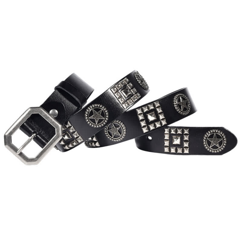 Metal Star Rivet Studded Punk Biker Leather Belt