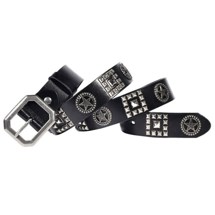 Metal Star Rivet Studded Punk Biker Leather Belt