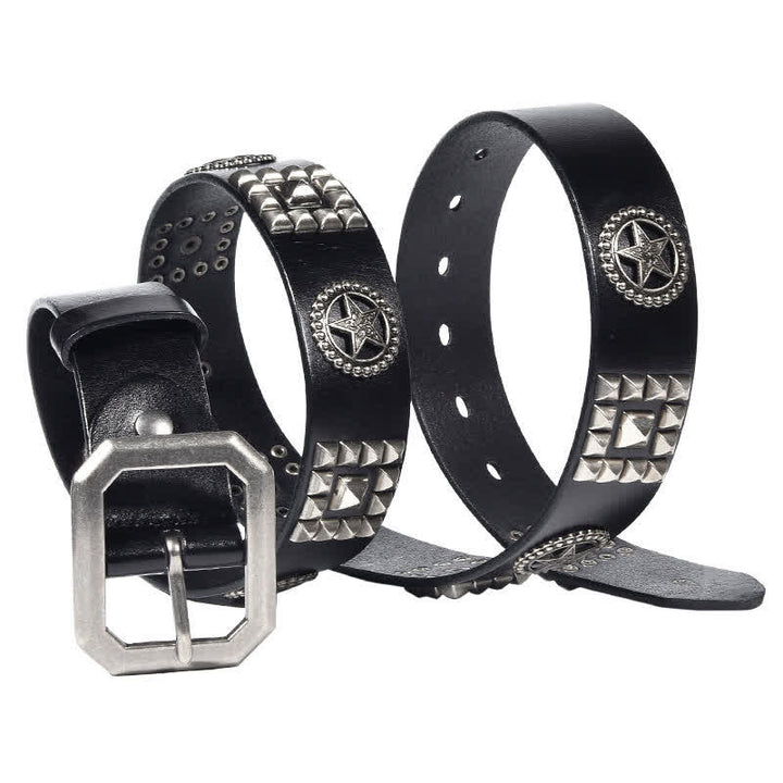 Metal Star Rivet Studded Punk Biker Leather Belt