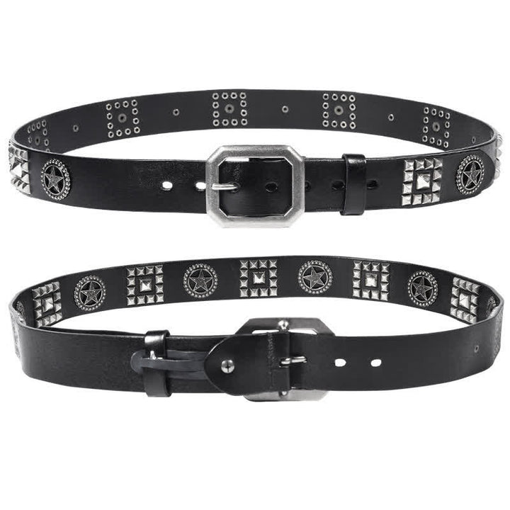 Metal Star Rivet Studded Punk Biker Leather Belt