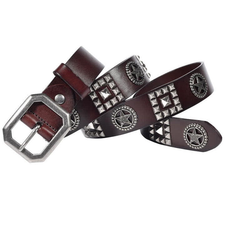 Metal Star Rivet Studded Punk Biker Leather Belt