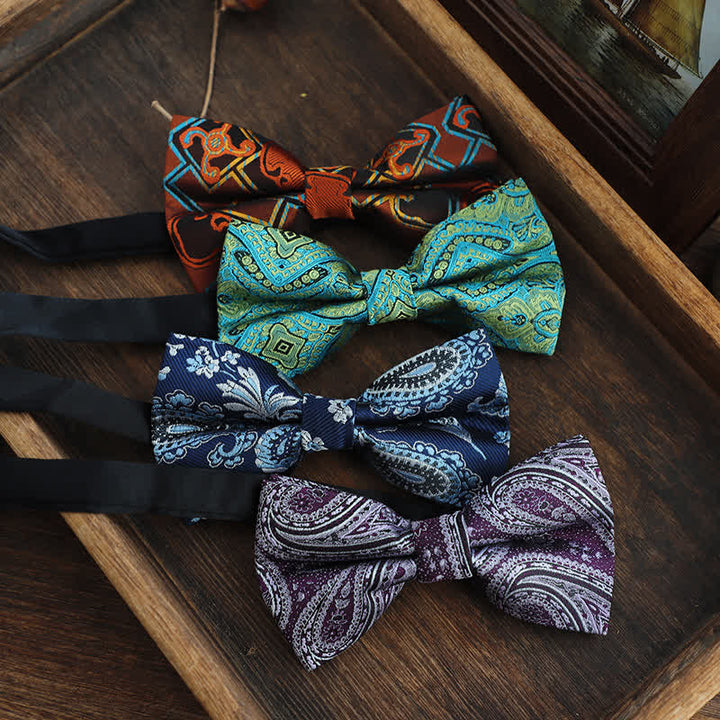 Men's Bright Color Paisley Jacquard Pattern Bow Tie