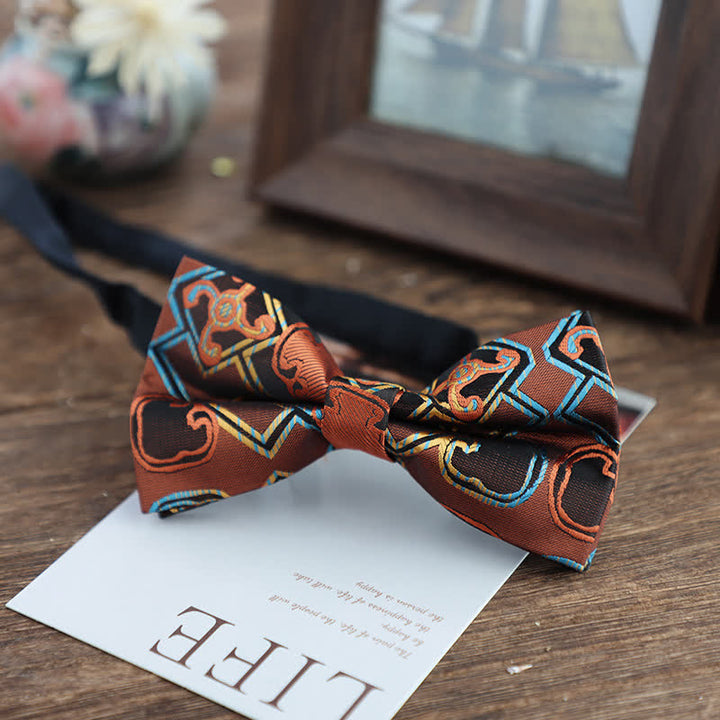 Men's Bright Color Paisley Jacquard Pattern Bow Tie