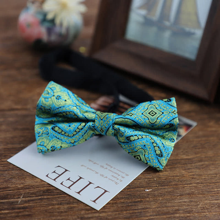 Men's Bright Color Paisley Jacquard Pattern Bow Tie