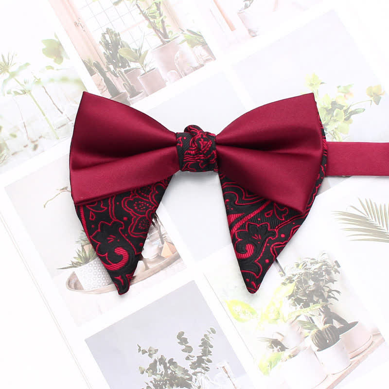 Men's Special Paisley Double Tone Oversized Pointed Bow Tie