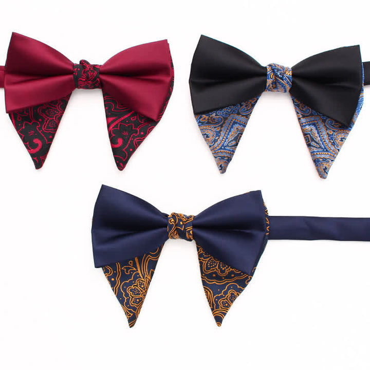 Men's Special Paisley Double Tone Oversized Pointed Bow Tie