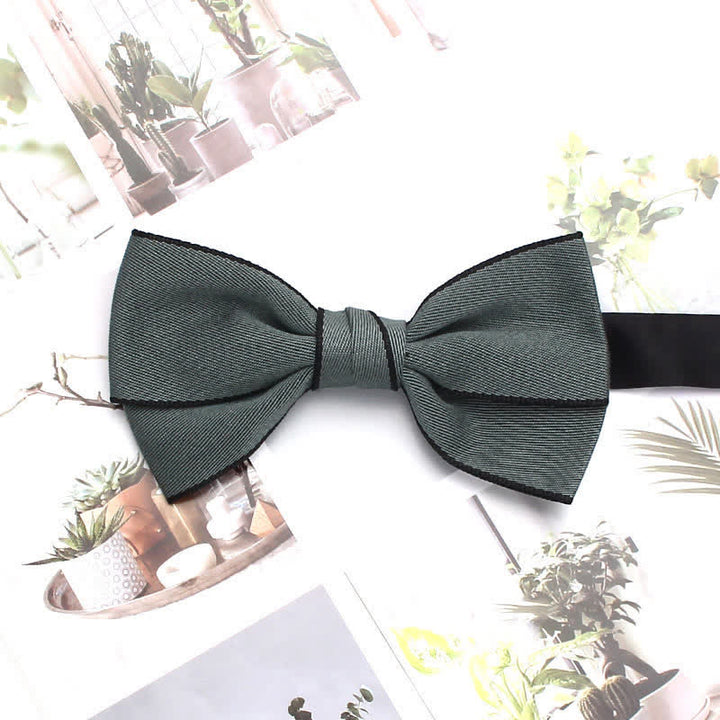 Men's Double Solid Color Line Edge Bow Tie