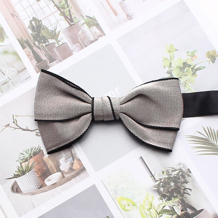 Men's Double Solid Color Line Edge Bow Tie