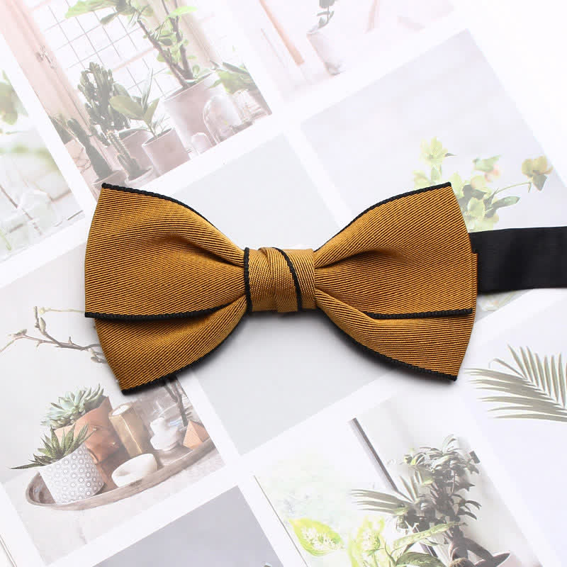 Men's Double Solid Color Line Edge Bow Tie