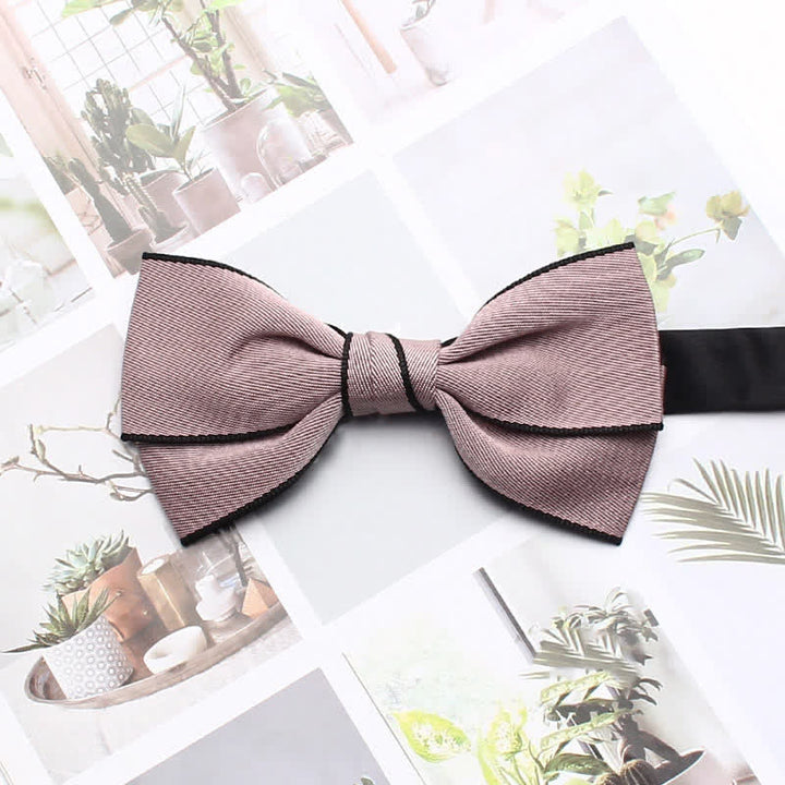 Men's Double Solid Color Line Edge Bow Tie