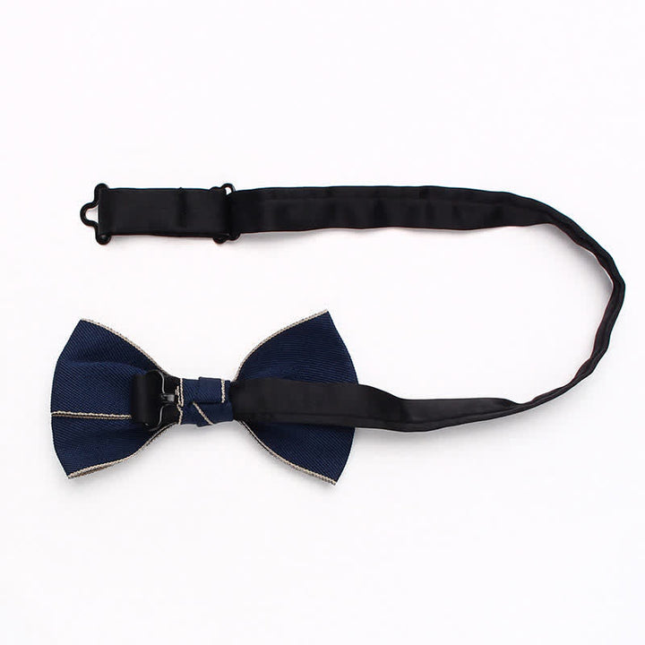 Men's Double Solid Color Line Edge Bow Tie