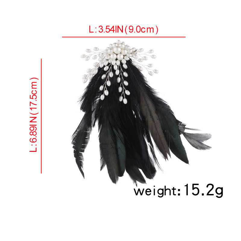 Women's Temperament Pearl Feather Brooch