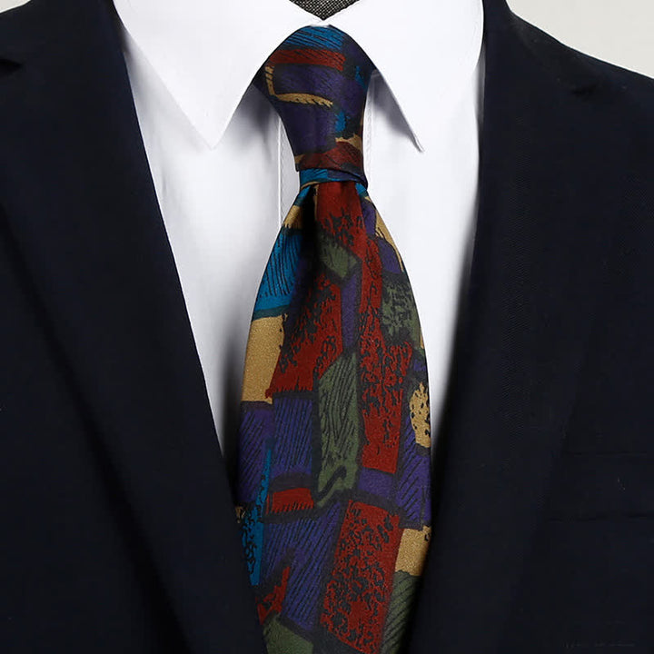 Men's Colored Maze Design Oil Painting Necktie