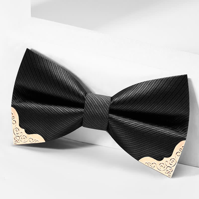 Men's Golden Metal Tipped Twilled Bow Tie