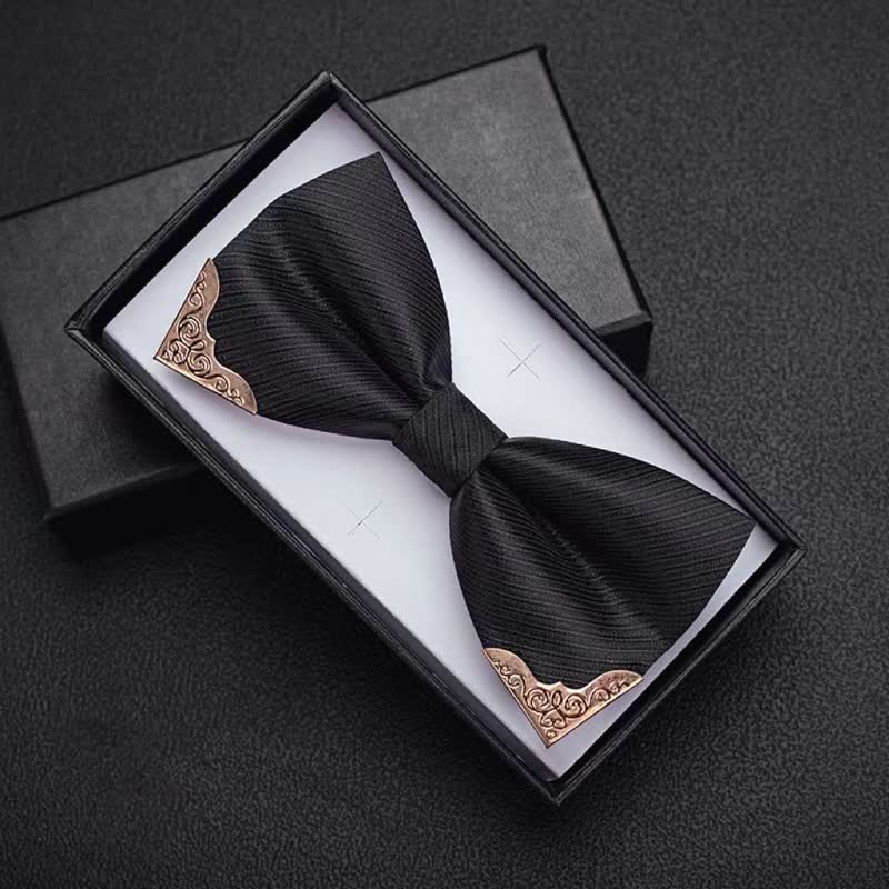 Men's Golden Metal Tipped Twilled Bow Tie