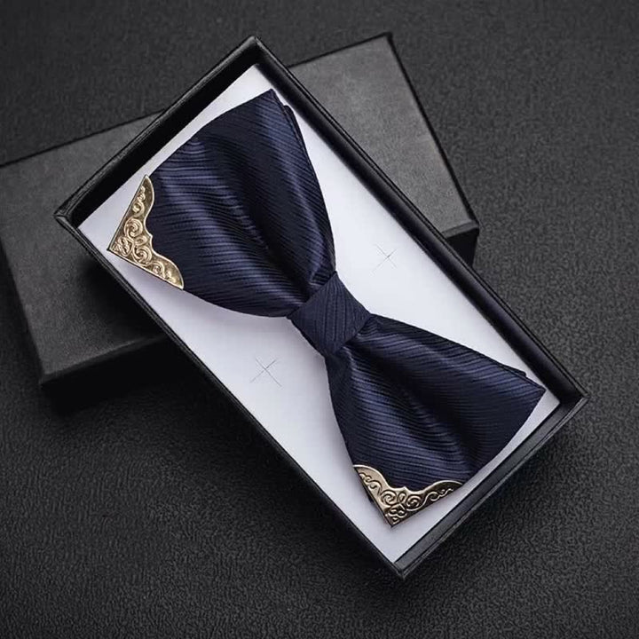 Men's Golden Metal Tipped Twilled Bow Tie