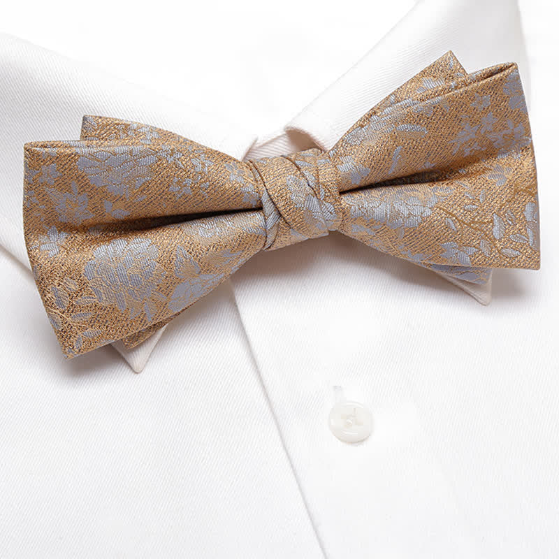 Men's Champagne Flowers Double Layers Bow Tie