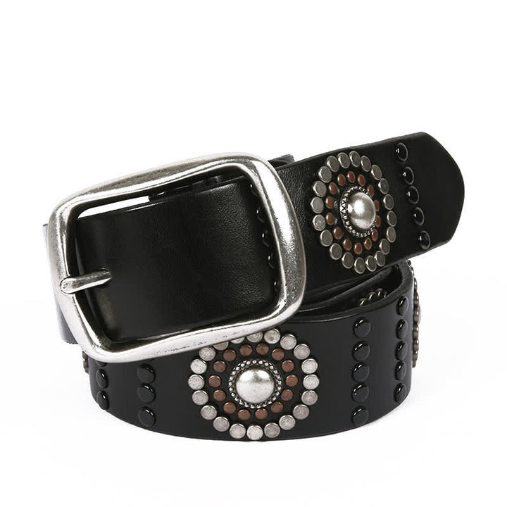 Assorted Round Rivets Decoration Punk Studded Leather Belt