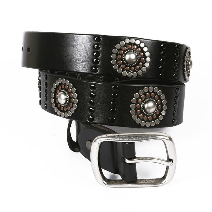 Assorted Round Rivets Decoration Punk Studded Leather Belt