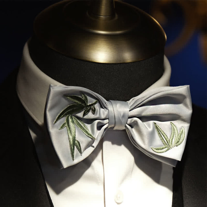 Men's Bamboo Embroidered Botanical Pattern Bow Tie