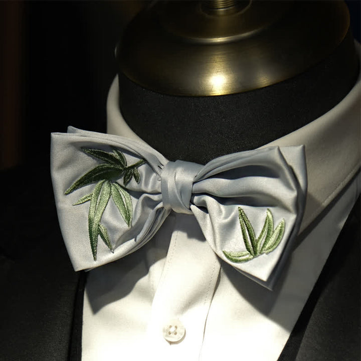 Men's Bamboo Embroidered Botanical Pattern Bow Tie