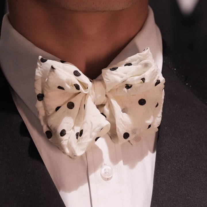 Men's Elegant Ivory Cute Polka Dots Bow Tie