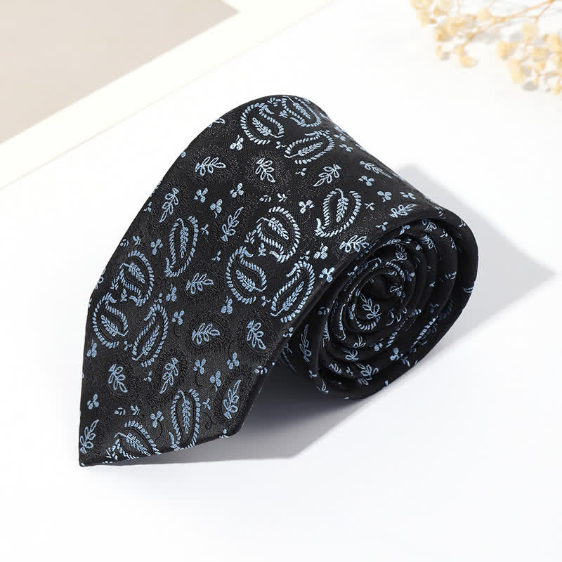 Men's Mix Cashew Black Background Jacquard Necktie