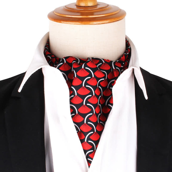 Vibrant Colors Floral Motifs Print Ascot Cravat