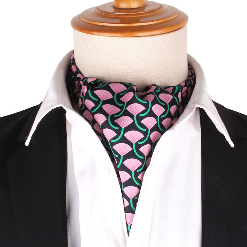 Vibrant Colors Floral Motifs Print Ascot Cravat