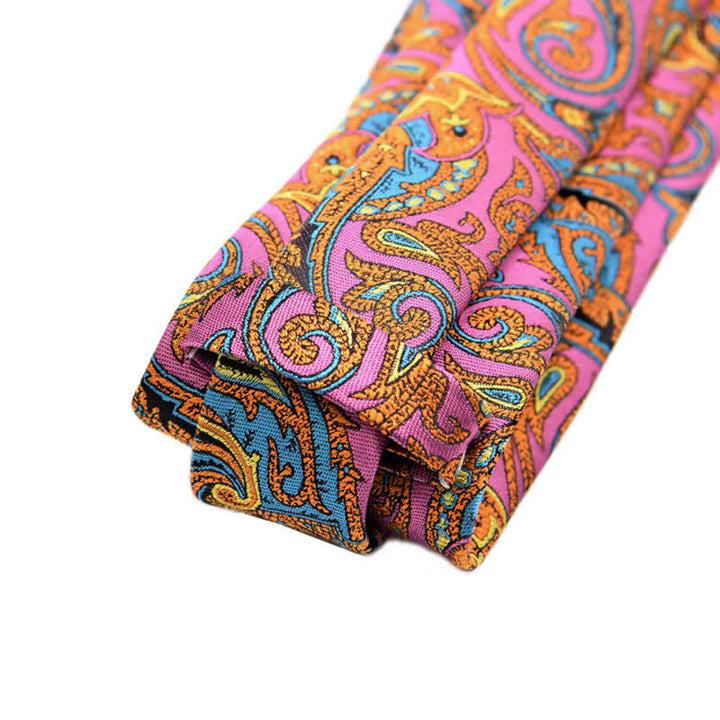 Men's Pink & Gold Flower Vibrant Paisley Necktie