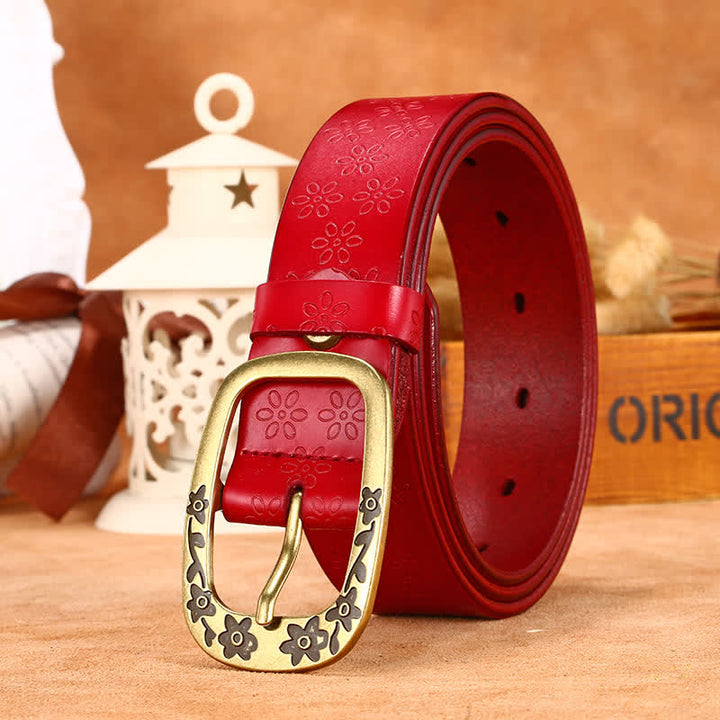 Women's Plum Blossom Pattern Leather Belt