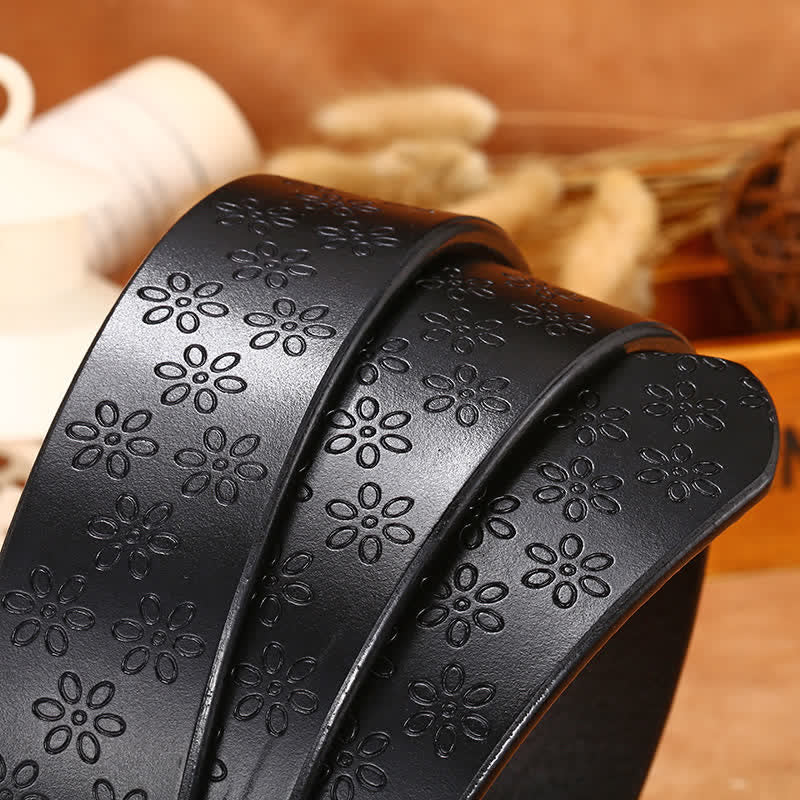 Women's Plum Blossom Pattern Leather Belt